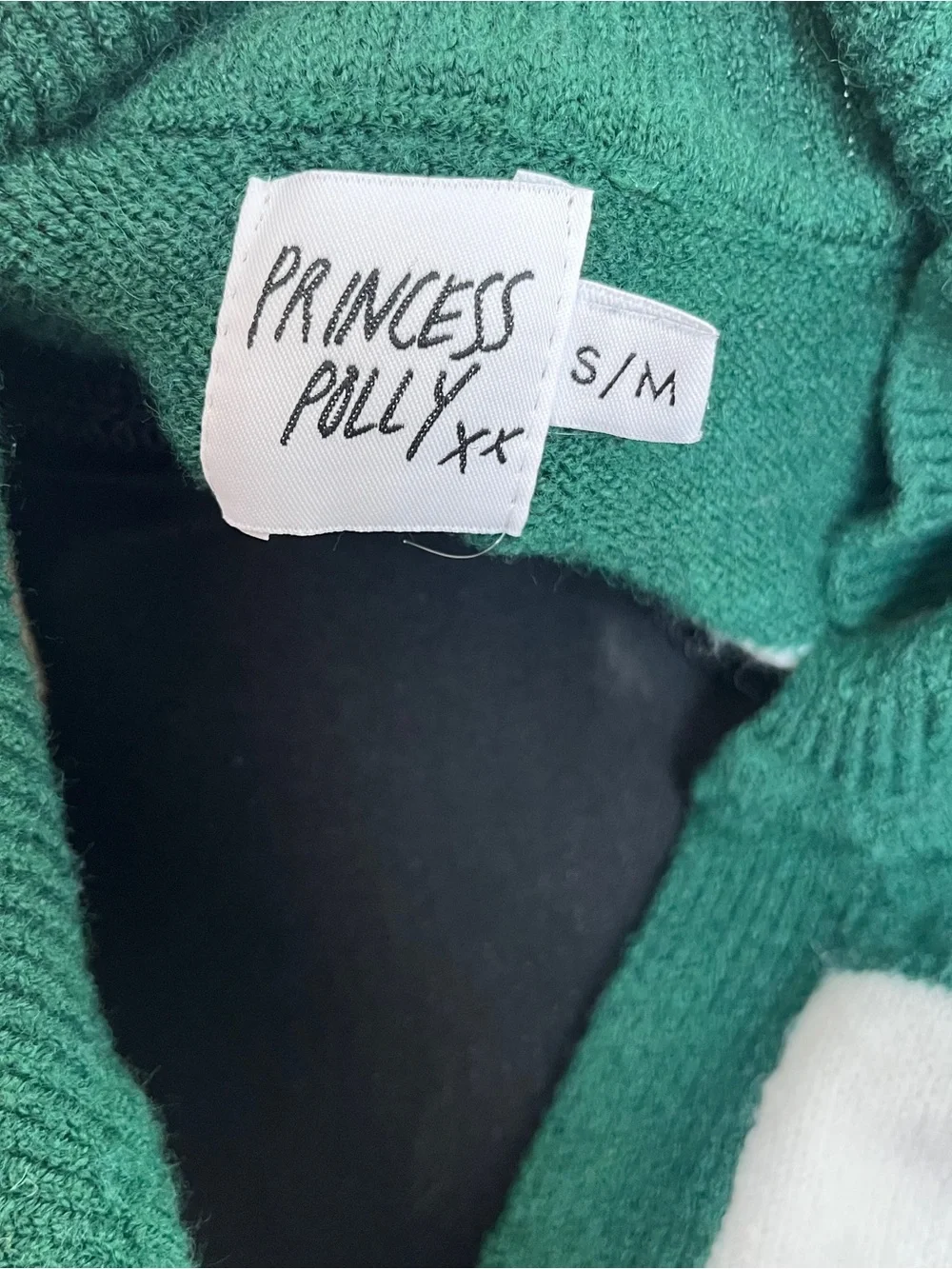 Princess Polly Green Cream Striped Polo Sweater Rugby Preppy S/M